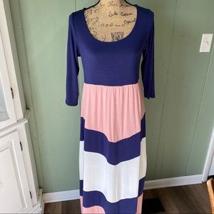 Bellamie Navy Maxi Chevron Dress